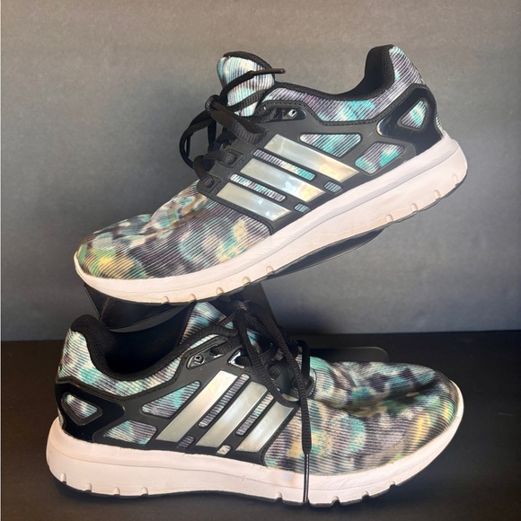 Adidas Running Cloud Black and White Patterned Sneakers size 7.5 - Picture 1 of 7